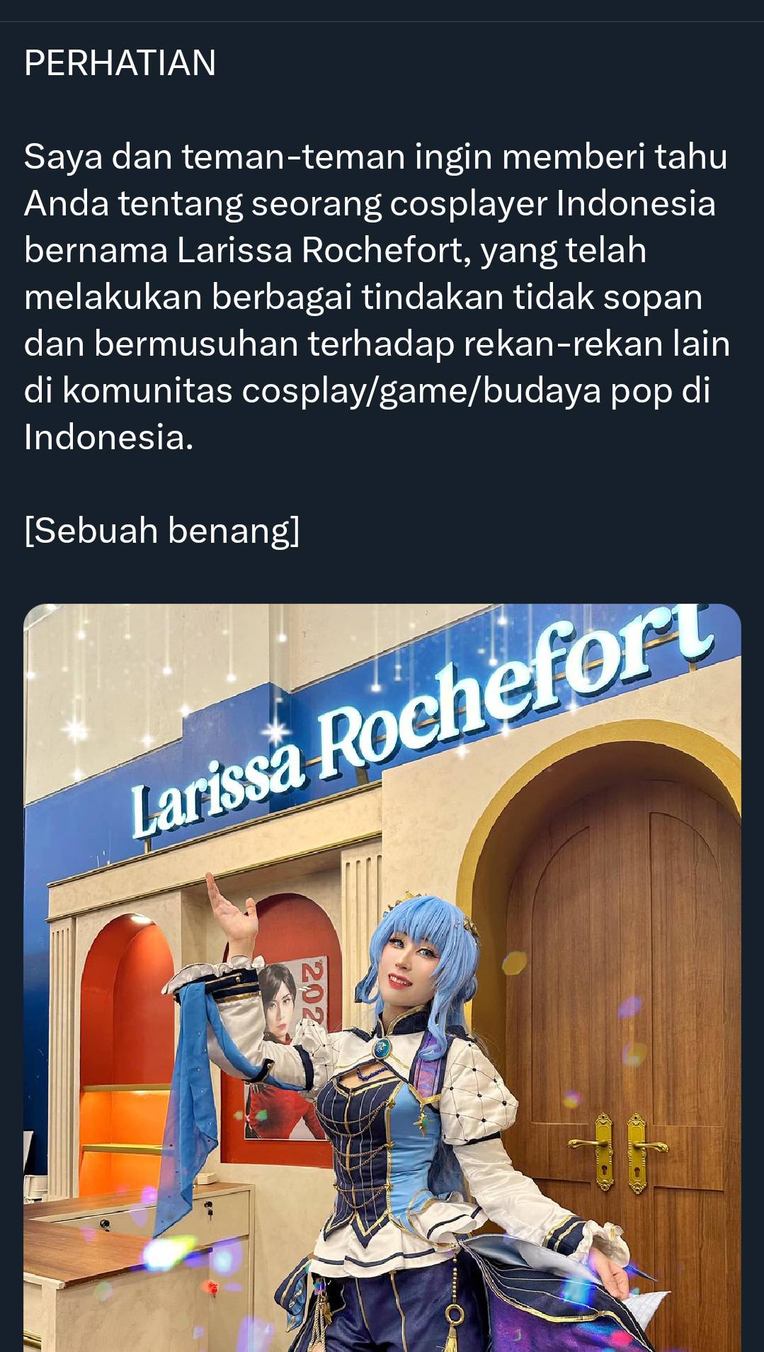 Cosplayer Larissa Rochefort Menjadi Ramai di Internet!?