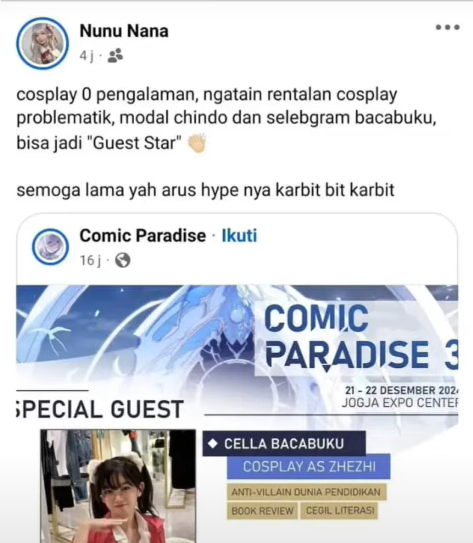 Viral! Cosplayer Bawa-Bawa Ras saat Menghujat Cellabacabuku
